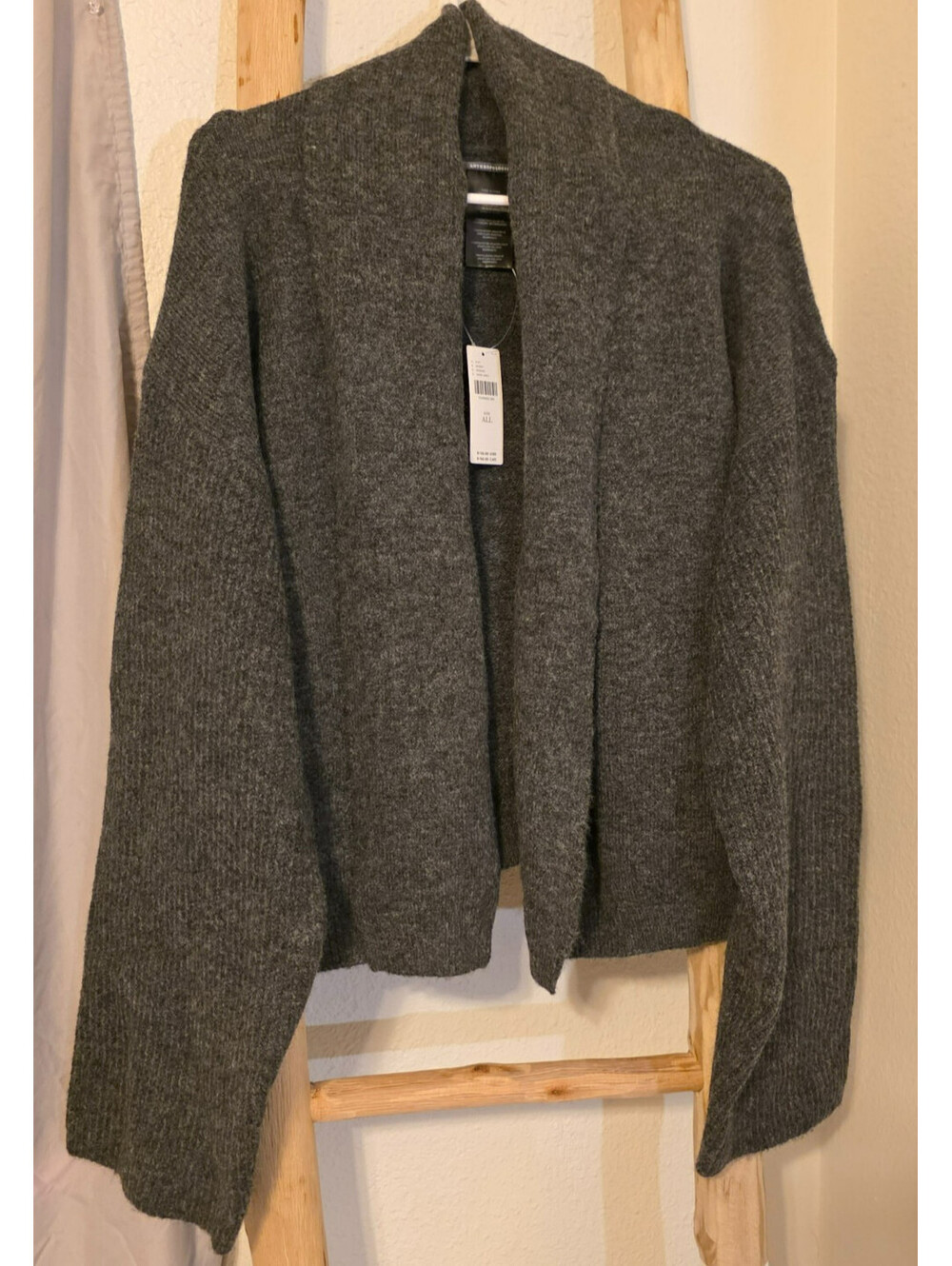 NWT Anthropologie Mariel Crop Cardigan Sweater Dark Grey One Size Fits All OS